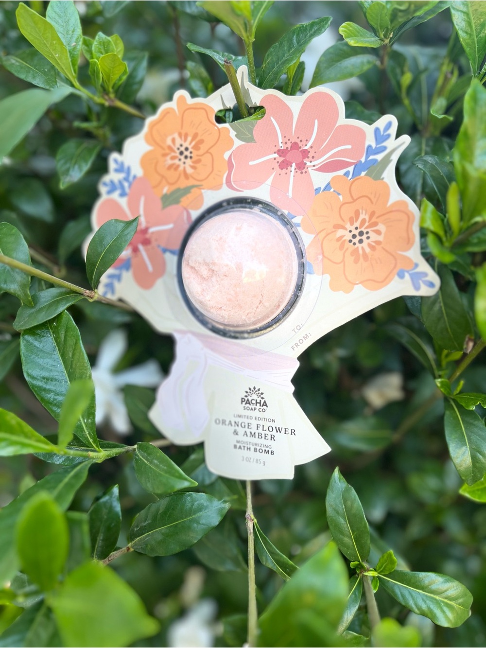 Pacha Orange Flower & Amber Bath Bomb — Pink/Peach Floral
